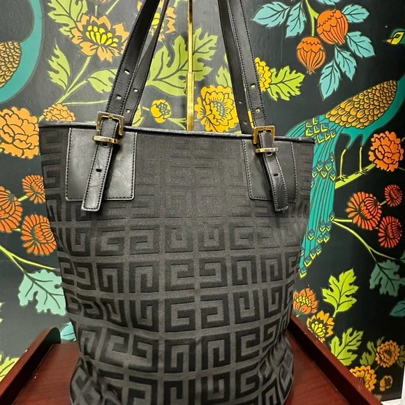 Givenchy Black Jacquard Logo Zip-Top Tote | Leather Trim | Gold Hardware - Picture 5 of 15
